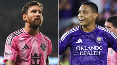 Lionel Messi #10 of Inter Miami CF and Luis Muriel #9 of Orlando City.