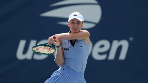 Polina Kudermetova playing a bakchand during the 2025 US Open