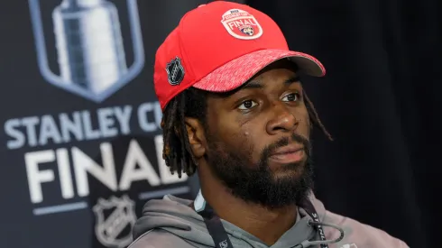 Givani Smith #54 of the Florida Panthers at T-Mobile Arena on June 02, 2023 in Las Vegas, Nevada.