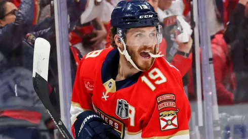 Brady Tkachuk updates the media on brother Matthew’s recovery following offseason surgery.