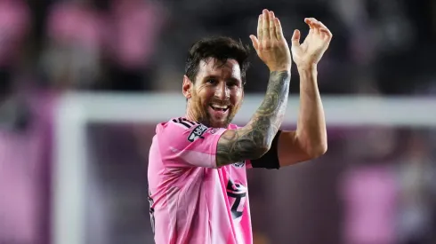 Lionel Messi #10 of Inter Miami CF reacts during the Leagues Cup Semifinal between Inter Miami CF and Orlando City in 2025.