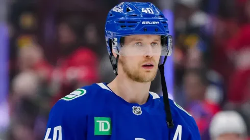 Elias Pettersson during a Canucks practice.