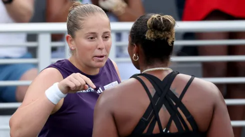 Jelena Ostapenko argues with Taylor Townsend during second-round of US Open.