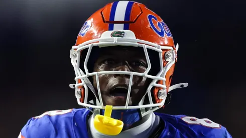 Vernell Brown III celebrates after catching a one-handed pass on August 30, 2025 in Gainesville.