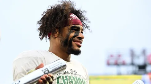 Thomas Castellanos #1 of the Boston College Eagles.