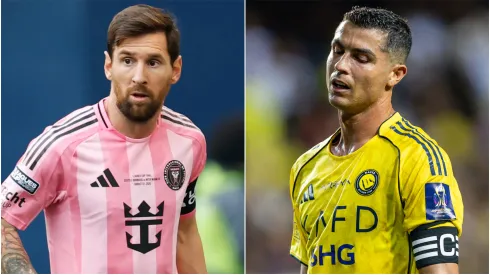 Lionel Messi #10 of Inter Miami CF and Cristiano Ronaldo of Al-Nassr.
