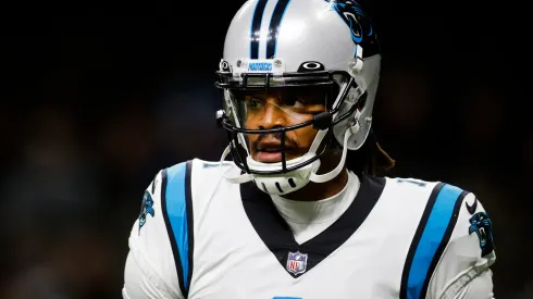 Cam Newton #1 of the Carolina Panthers warms up before the game against the New Orleans Saints in 2022.