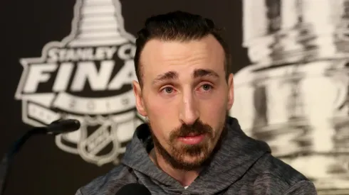 Brad Marchand during Media Day ahead of the 2019 NHL Stanley Cup Final.
