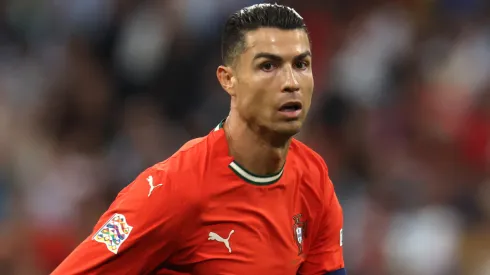 Cristiano Ronaldo of Portugal looks on during the UEFA Nations League 2025 final.