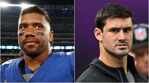 Russell Wilson of the Giants and Daniel Jones of the Colts