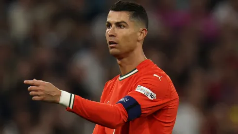 Cristiano Ronaldo of Portugal reacts during the UEFA Nations League 2025 semifinal match.
