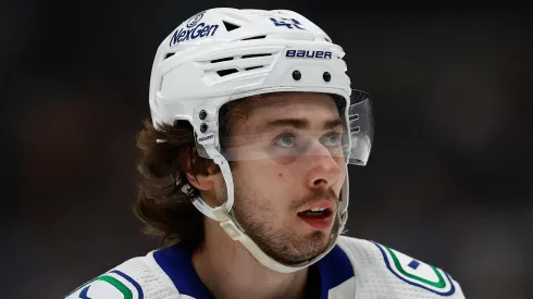 Quinn Hughes at Crypto.com Arena in Los Angeles, California.