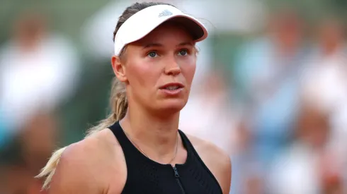 Caroline Wozniacki of Denmark looks on during Roland Garros.