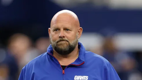 Brian Daboll looks on prior to the game against the Cowboys on September 14, 2025 in Texas.