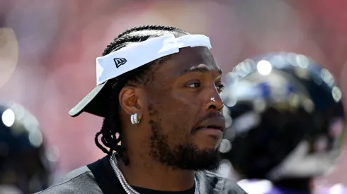 Derrick Henry looks on in during the NFL Preseason on August 23, 2025 in Maryland.