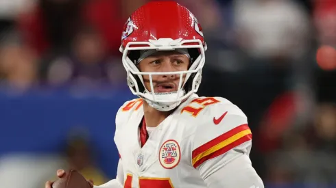Patrick Mahomes #15 of the Kansas City Chiefs throws a pass.