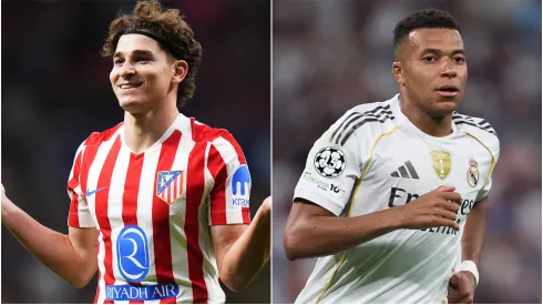 Julian Alvarez of Atletico de Madrid and Kylian Mbappe of Real Madrid.