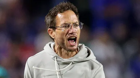 Head coach Mike McDaniel of the Miami Dolphins reacts.