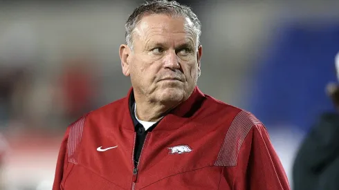 Head coach Sam Pittman of the Arkansas Razorbacks.