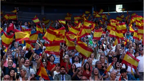Spanish supporters wave Spanish flags