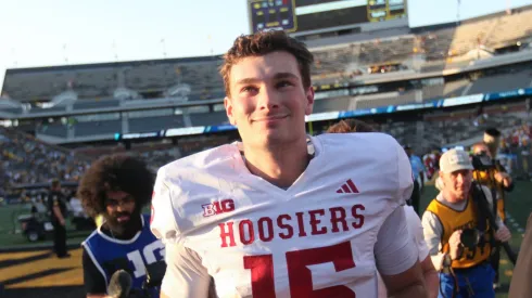 Fernando Mendoza at Kinnick Stadium, in Iowa City, Iowa.