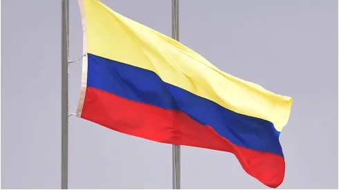 A colombian flag waves