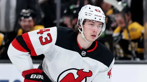 Luke Hughes of the Devils