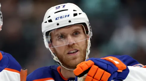 Connor McDavid at Climate Pledge Arena on October 02, 2024 in Seattle, Washington.