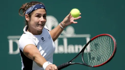 Virginia Ruano Pascual in action during the Family Circle Cup.