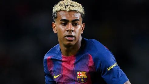 Lamine Yamal of FC Barcelona looks on during the UEFA Champions League.