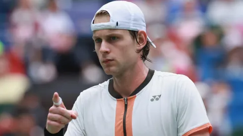 Zizou Bergs of Belgium reacts during a match in 2025.
