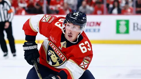 Brad Marchand at Amerant Bank Arena on October 07, 2025 in Sunrise, Florida.