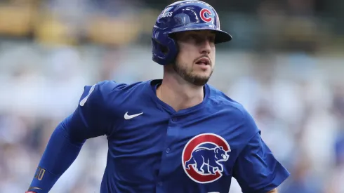 Kyle Tucker #30 of the Chicago Cubs in action against the Milwaukee Brewers.