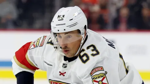 Brad Marchand at Xfinity Mobile Arena on October 13, 2025 in Philadelphia, Pennsylvania.