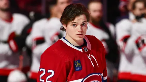 Cole Caufield at the Bell Centre in Montreal, Quebec, Canada.