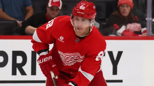 Patrick Kane #88 of the Detroit Red Wings plays during an NHL game.