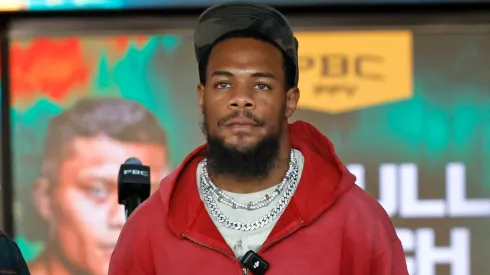 Lamont Roach Jr. speaks during a press conference ahead of his fight against Isaac Cruz.
