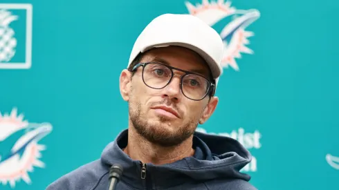 Miami Dolphins head coach Mike McDaniel speaks to the press.