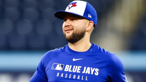 Bo Bichette #11 of the Toronto Blue Jays works out in the infield.