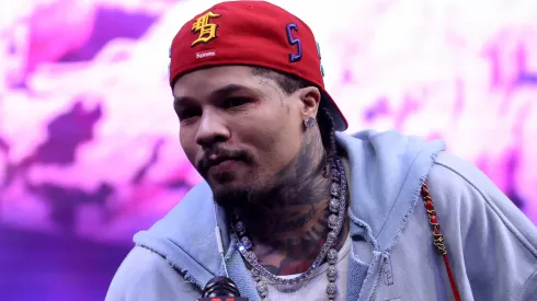 Gervonta "Tank" Davis looks on at news conference about his exhibition match.