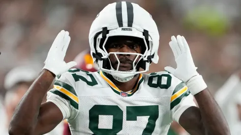 Romeo Doubs #87 of the Green Bay Packers in 2025.