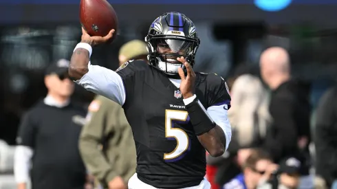 Tyler Huntley #5 of the Baltimore Ravens