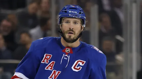 J.T. Miller #8 of the New York Rangers at Madison Square Garden on October 23, 2025.