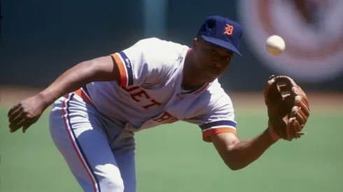 Lou Whitaker of the Detroit Tigers fields a ball during a game in 1991.