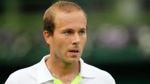 Olivier Rochus of Belgium looks on during 2012 Wimbledon.