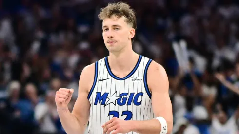 Franz Wagner reacts during an NBA game with the Orlando Magic.
