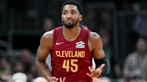 Donovan Mitchell of the Cleveland Cavaliers in action against the Boston Celtics.