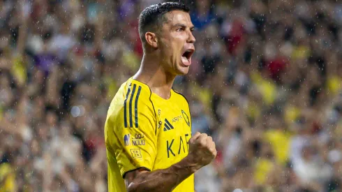Cristiano Ronaldo of Al Nassr celebrates a goal.