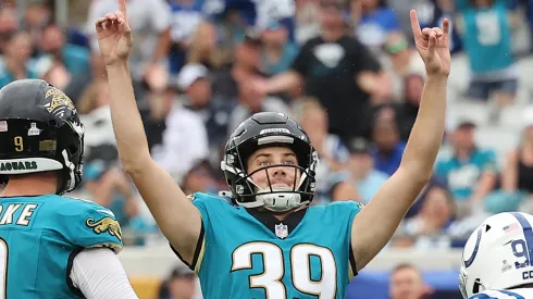 Cam Little after scoring a field goal with the Jacksonville Jaguars