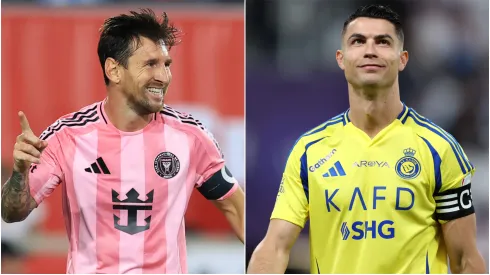 Lionel Messi #10 of Inter Miami CF and Cristiano Ronaldo of Al Nassr.